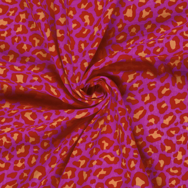RESTSTÜCK 0,60m !!! - Musselin - Power Pink Safari - pink/rot/orange
