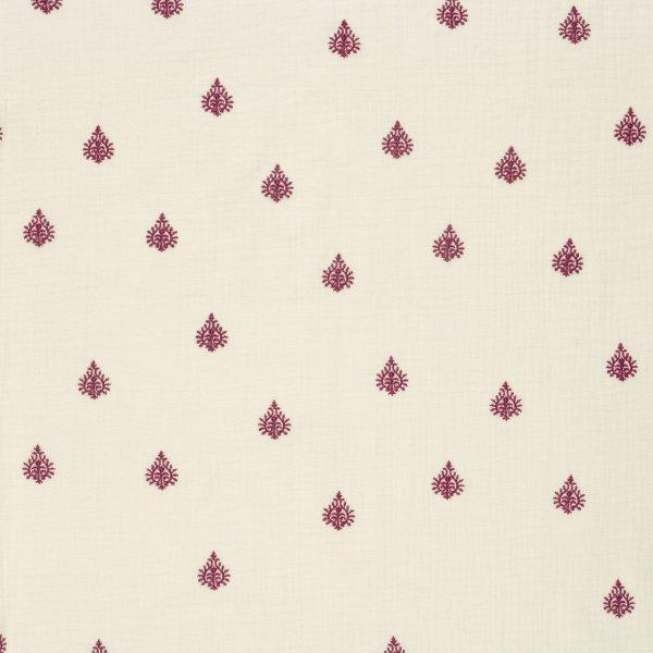 Musselin - Indira - bestickt - offwhite/fuchsia