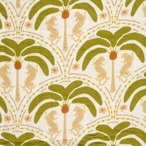 Doubleface Musselinstepper - Levia - ecru/grün/gelb