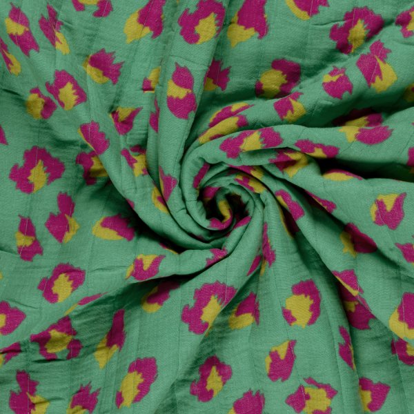 Doubleface Musselinstepper - Nyra - grün/pink/gelb