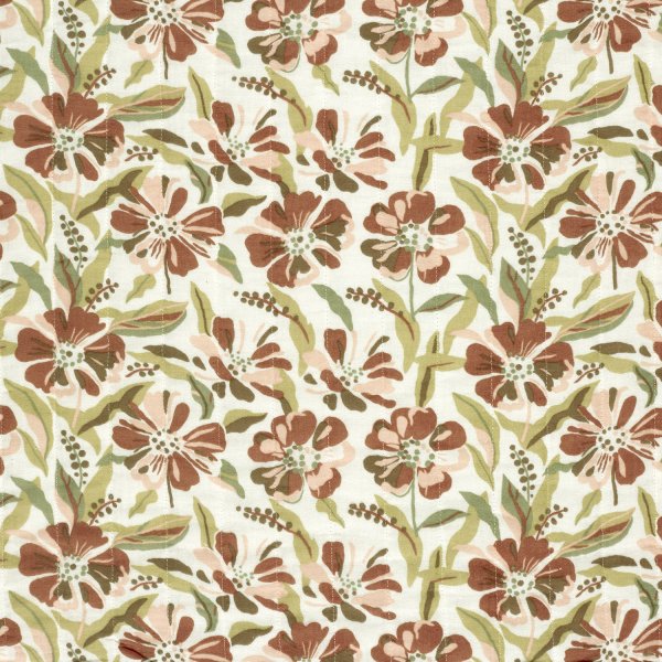 Doubleface Musselinstepper - Elva - ecru/lindgrün/rost