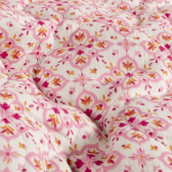 Doubleface Musselinstepper - Rosamee - rosa/weiß/grün