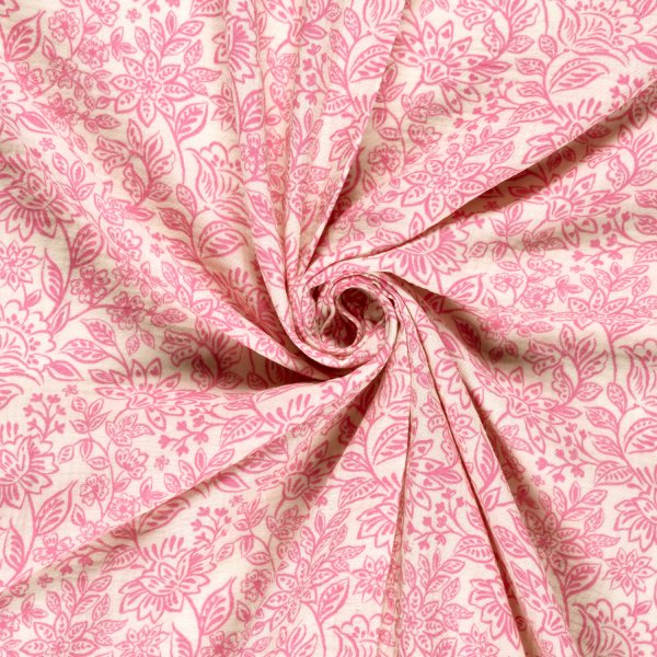 Musselin - Pink Garden - offwhite/pink