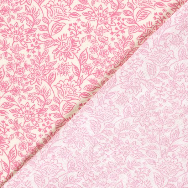 Musselin - Pink Garden - offwhite/pink