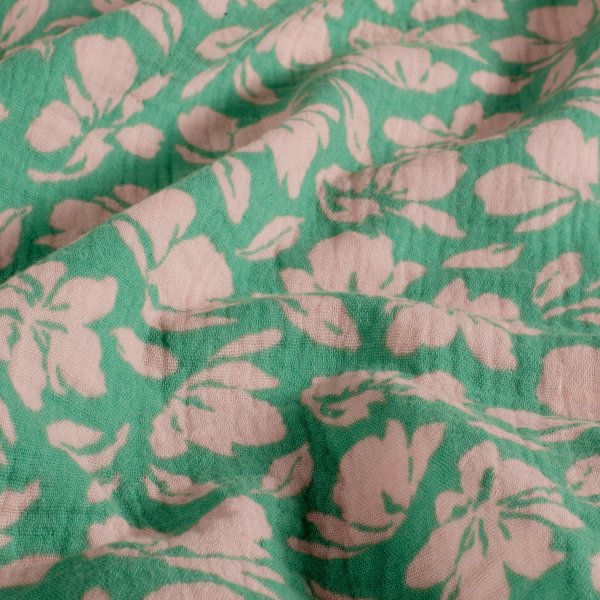 Musselin - Kanta Flowers - grün/nude