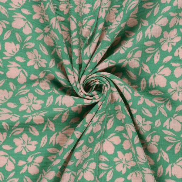 Musselin - Kanta Flowers - grün/nude