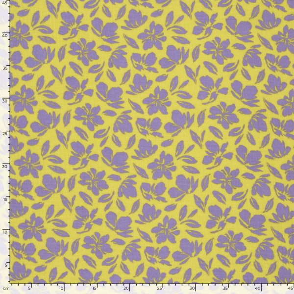 Musselin - Kanta Flowers - gelb/flieder