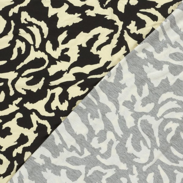 Viskosejersey - Ink Motion - black/light beige