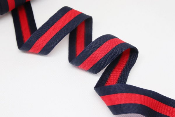 Stripes - unelastisch - 2,8 cm - dunkelblau/rot