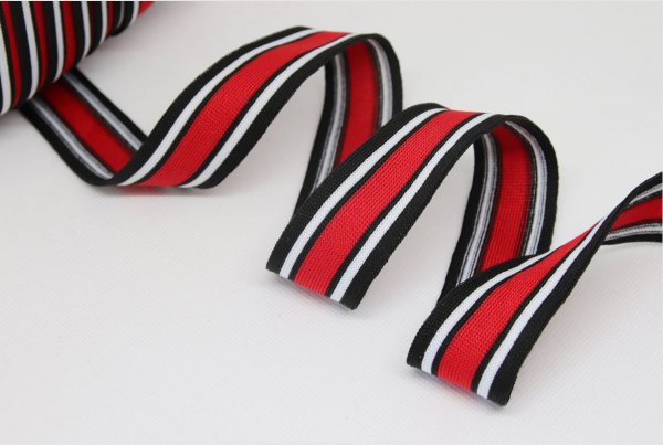 Stripes - unelastisch 2,8 cm - schwarz/weiß/rot