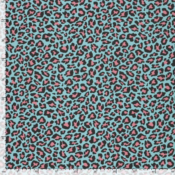 Baumwoll Popeline - Annabel Leo - türkis/schwarz/rosa