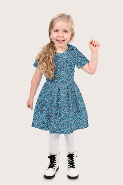 Baumwoll Popeline - Annabel Leo - türkis/schwarz/rosa