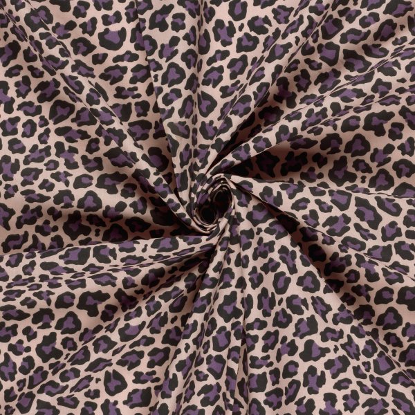 Baumwoll Popeline - Annabel Leo - hellrosa/schwarz/lila