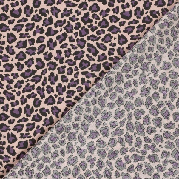 Baumwoll Popeline - Annabel Leo - hellrosa/schwarz/lila