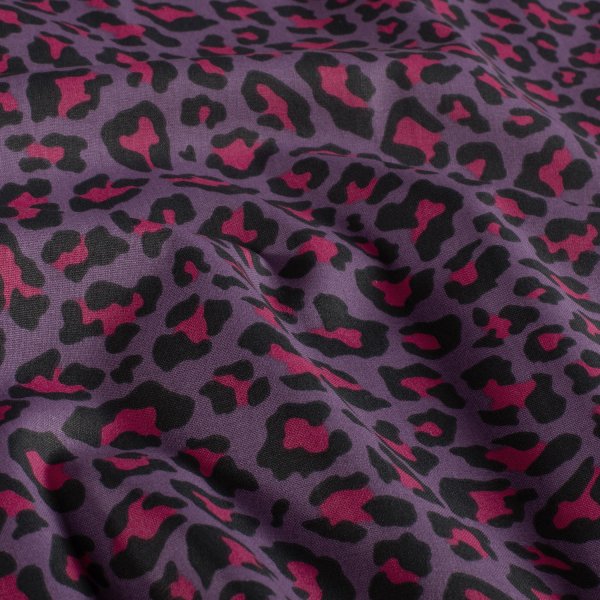 Baumwoll Popeline - Annabel Leo - lila/schwarz/fuchsia