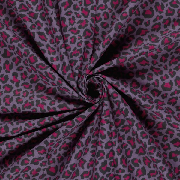 Baumwoll Popeline - Annabel Leo - lila/schwarz/fuchsia