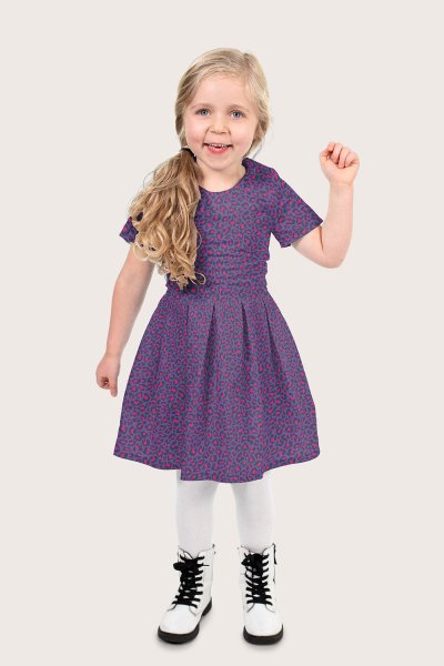 Baumwoll Popeline - Annabel Leo - lila/schwarz/fuchsia