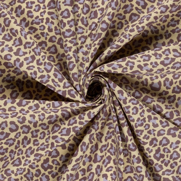 Baumwoll Popeline - Annabel Leo - hellgelb/mauve/flieder