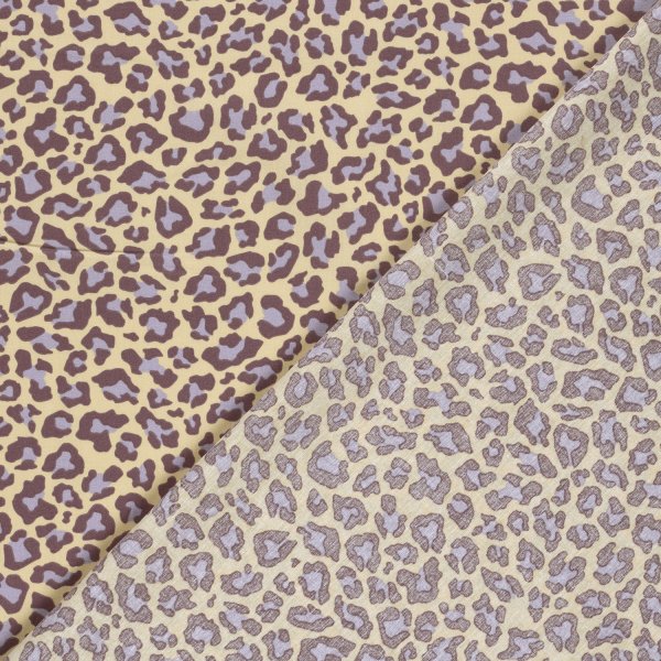 Baumwoll Popeline - Annabel Leo - hellgelb/mauve/flieder