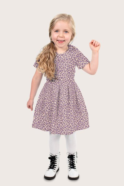 Baumwoll Popeline - Annabel Leo - hellgelb/mauve/flieder