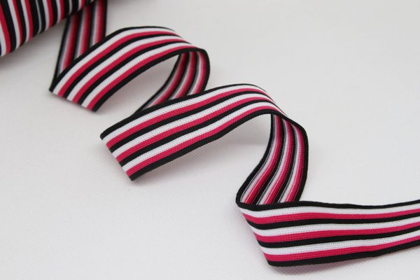 Stripes - unelastisch 2,8 cm - schwarz/pink/weiß
