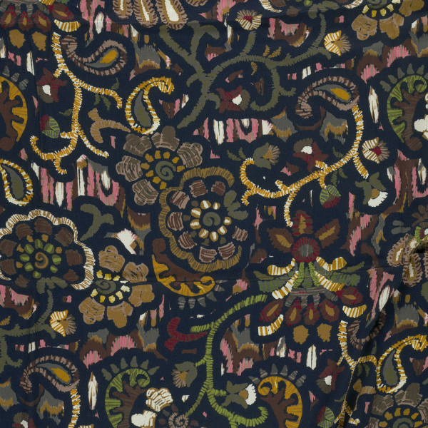 Viskose Satin - matt - Boho Paisley - navy