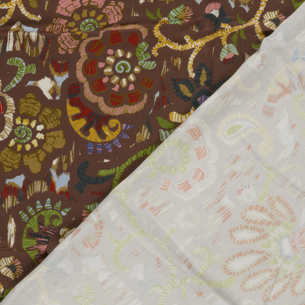 Viskose Satin - matt - Boho Paisley - brown