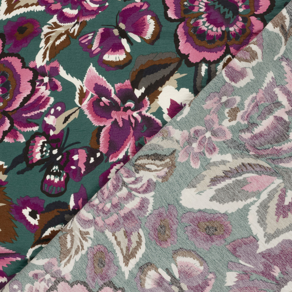 Viskose Crepe - Mirja Flowers - green