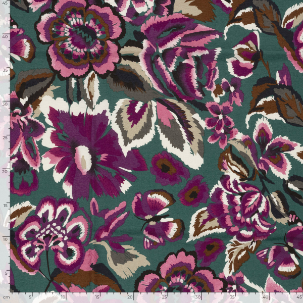 Viskose Crepe - Mirja Flowers - green