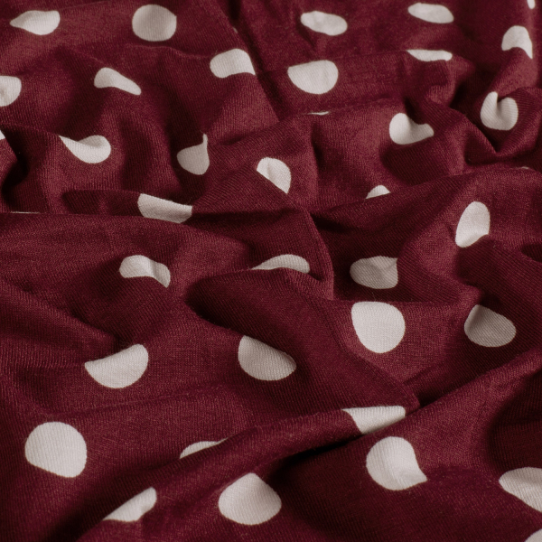 Viskosejersey - Espe Dots - bordeaux/white