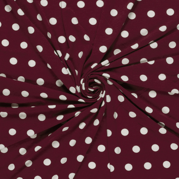 Viskosejersey - Espe Dots - bordeaux/white