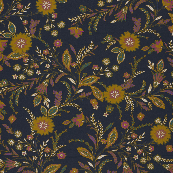 Viskosejersey - Evie Flowers - navy