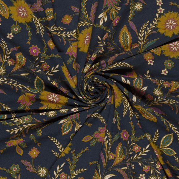 Viskosejersey - Evie Flowers - navy