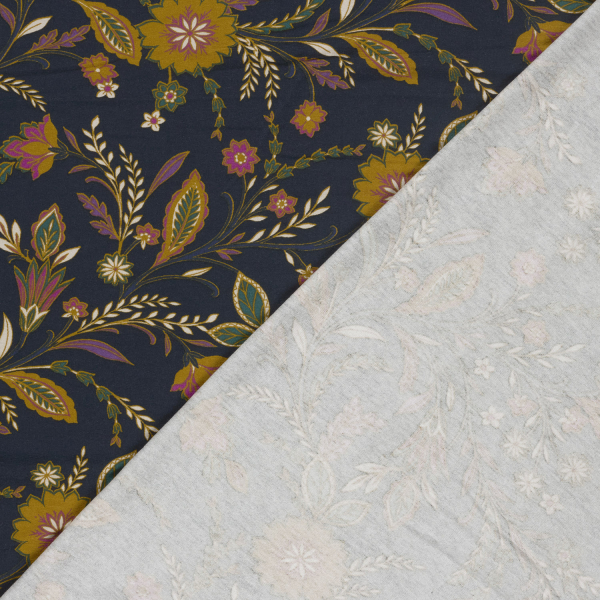 Viskosejersey - Evie Flowers - navy