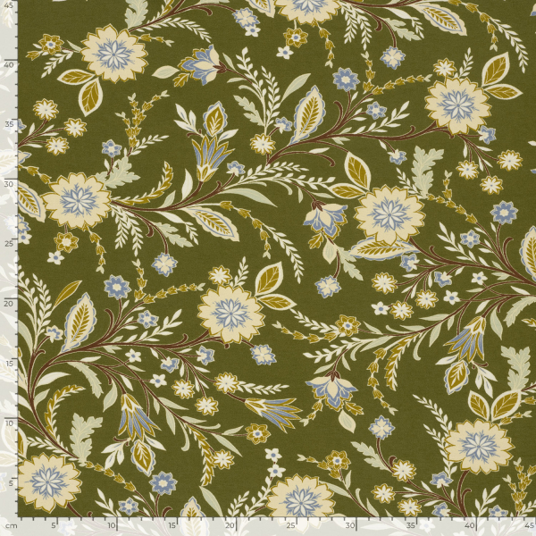 Viskosejersey - Evie Flowers - olive