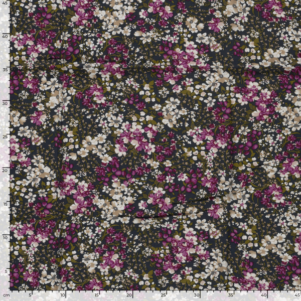 Viskose - Milda Flowers - magenta/navy