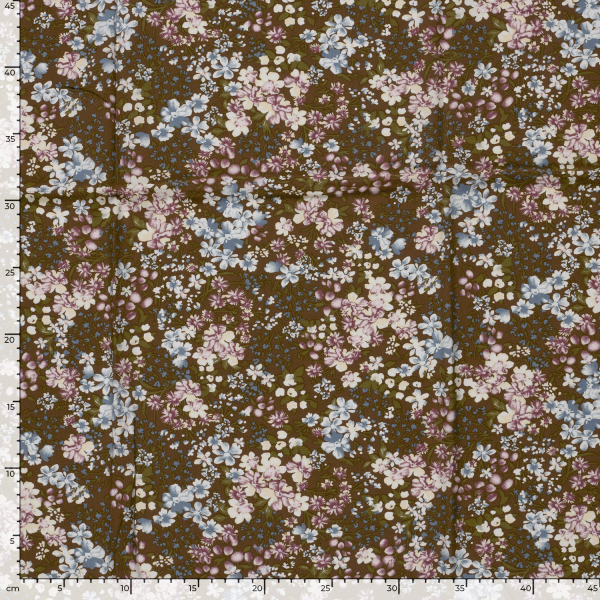 Viskose - Milda Flowers - light blue/brown