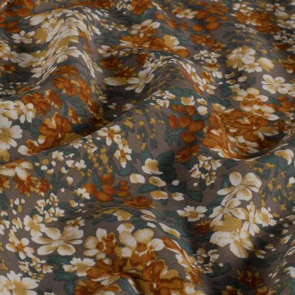 Viskose - Milda Flowers - rust/oliv