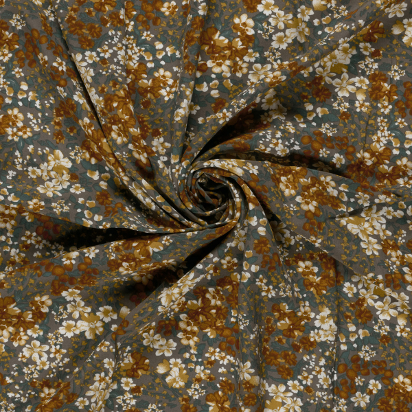 Viskose - Milda Flowers - rust/oliv