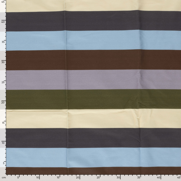 French Terry - Pablo Streifen - sand/schwarz/hellblau/braun