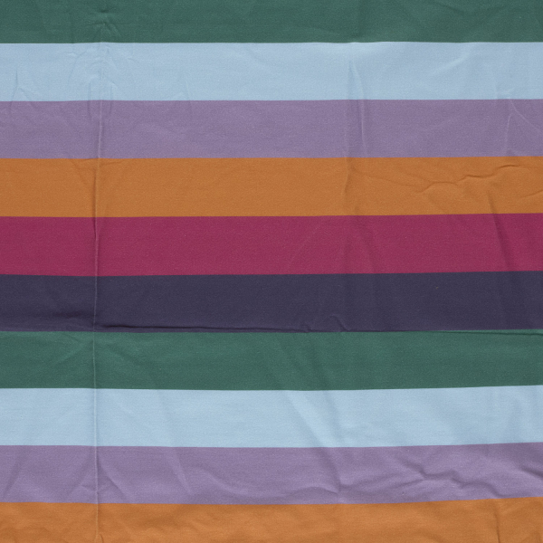 French Terry - Pablo Streifen - flieder/orange/fuchsia/lila