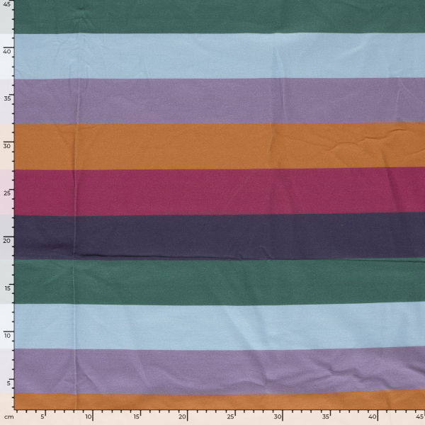 French Terry - Pablo Streifen - flieder/orange/fuchsia/lila