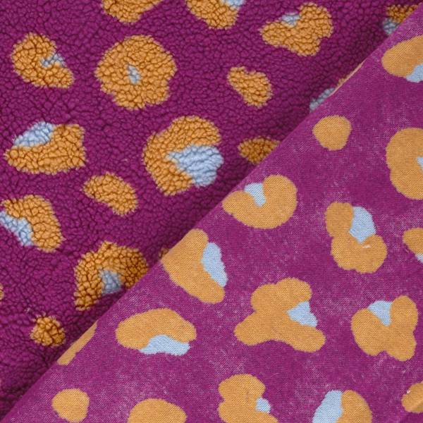 Teddy Plüsch - Mantelstoff - Kenta Leo - fuchsia/orange