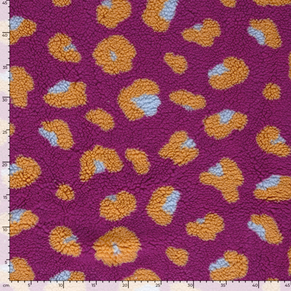 Teddy Plüsch - Mantelstoff - Kenta Leo - fuchsia/orange