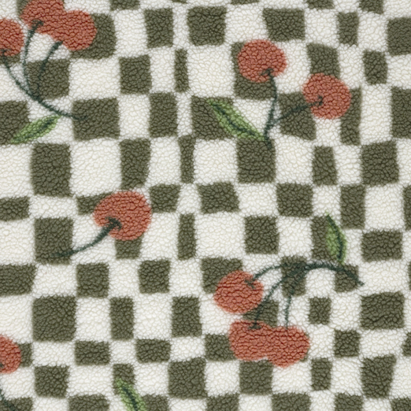Teddy Plüsch - Cherry Check - offwhite/green