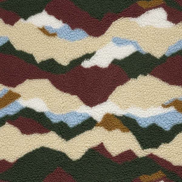 Teddy Plüsch - Mantelstoff - Mountain - bordeaux/green/sand