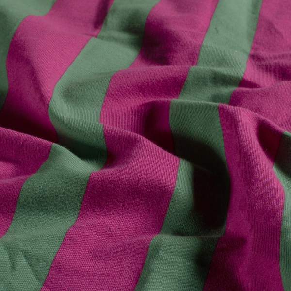 French Terry - Milo Streifen - fuchsia/grasgrün