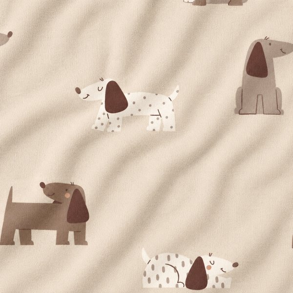 French Terry Crepe - Waldi Dog - beige/brown