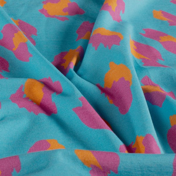 Jersey - Leo - türkis/fuchsia/orange - by Fräulein von Julie