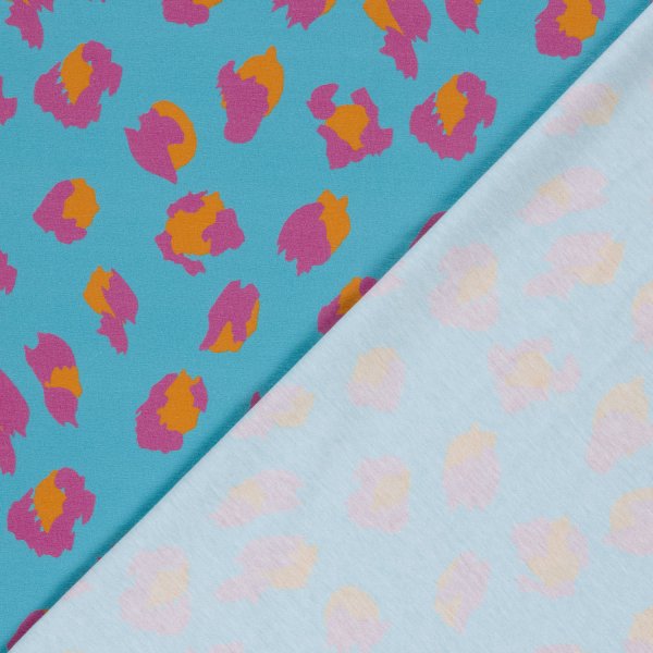Jersey - Leo - türkis/fuchsia/orange - by Fräulein von Julie